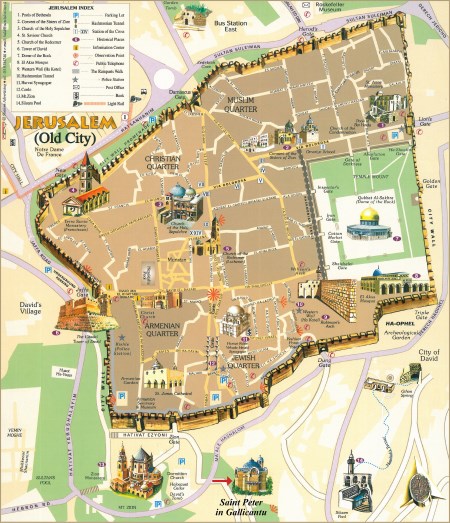 Plan de la vielle ville de Jérusalem